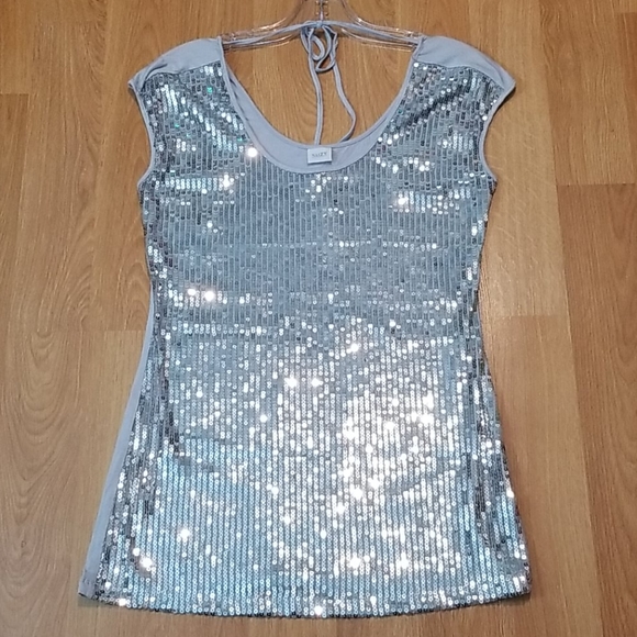 Suzy Shier gray sequin top large NWT - Picture 6 of 8